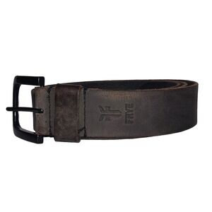 Frye Distressed Leather Belt Gray Brown 1.5" Wide Size 36 Made India